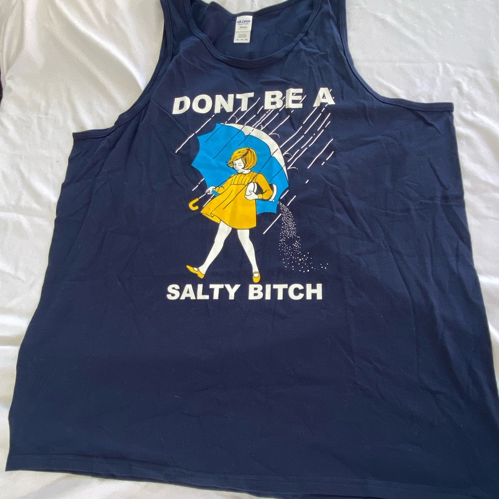 Gildan Men's NWOT Heavy Cotton Navy Tank Top w/ "Don't Be a Salty B*tch" Graphic